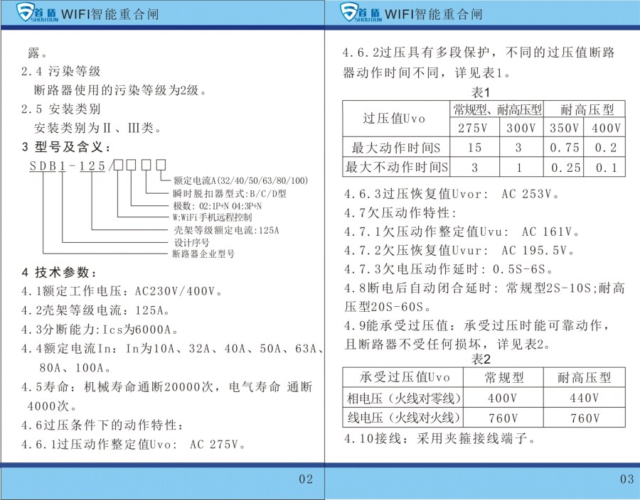 WIFI物聯網智能控制開關SDB1-125-W04-63A說明書